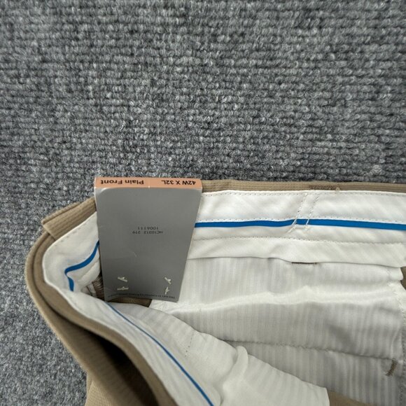 NWT HAGGAR Beige Pants 42x32 Cool 18 Khaki Slacks Polyester Comfort Waist Men - Picture 14 of 15